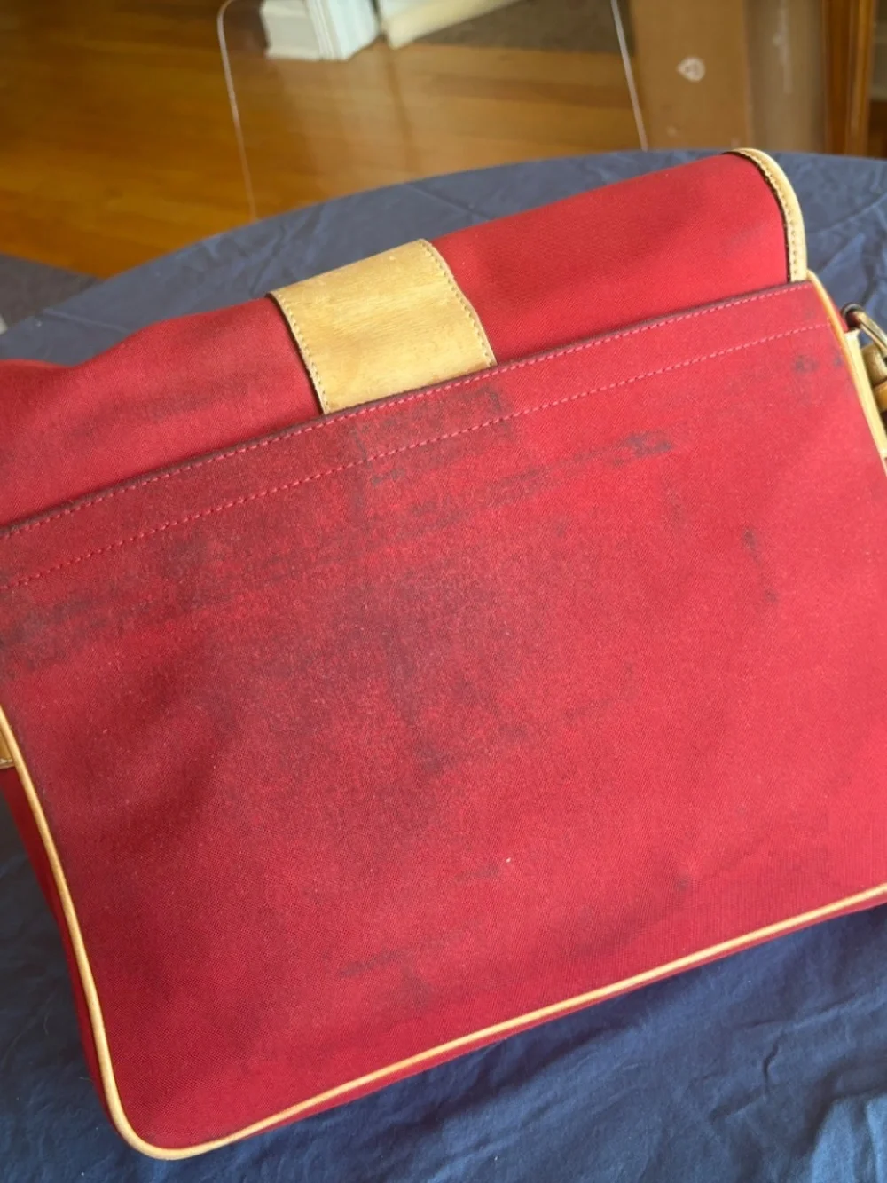 Coach Transatlantic Messenger and Commuter Bag- red canvas with tan leather